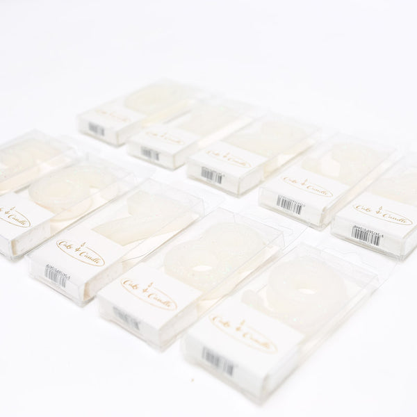 Mini Number Glitter Candle - White