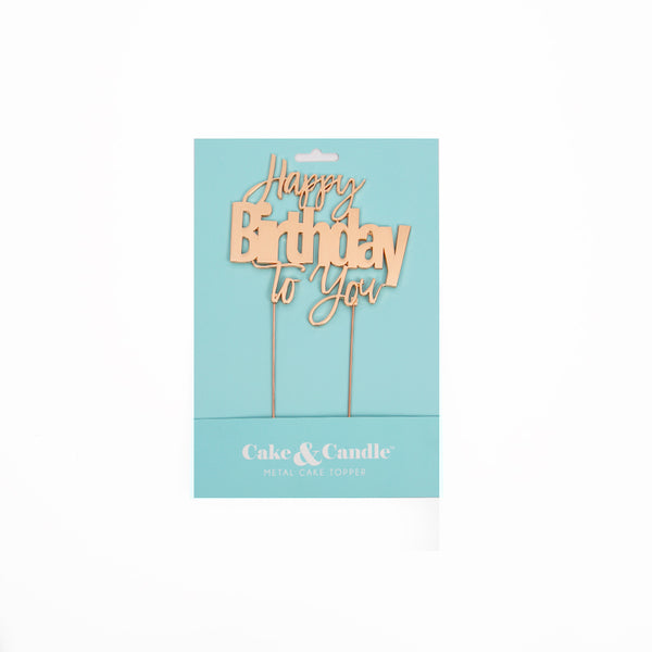 Rose Gold Metal Cake Topper - "Happy Birthday to you"