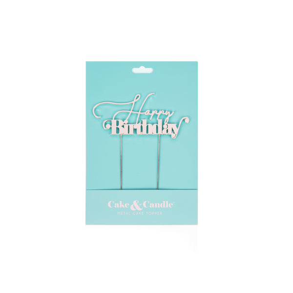 Silver Metal Cake Topper - Happy Birthday 1