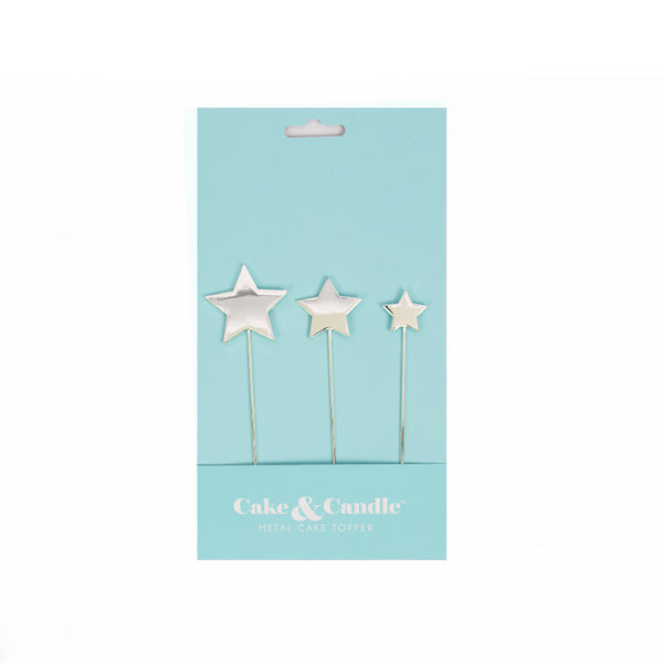 Silver Stars Metal Cake Topper