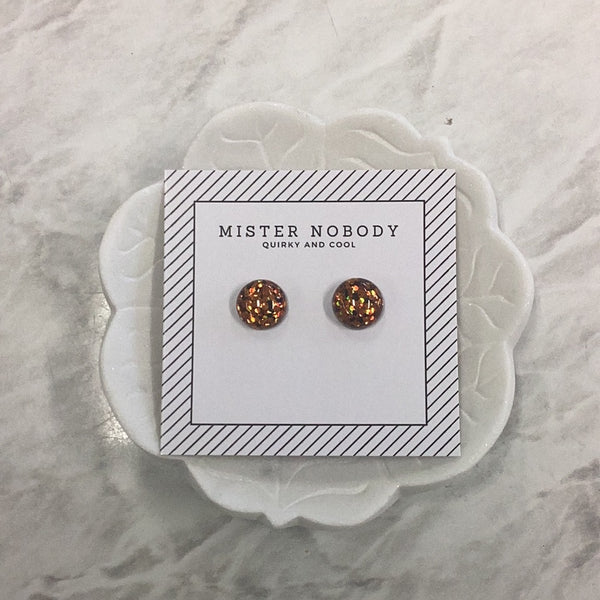 'MISTER NOBODY' Glitter Earring - Black & Orange