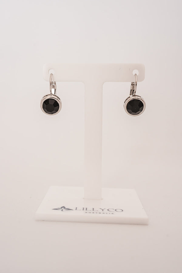 FINE - SILVER BLACK CRYSTAL EARRING