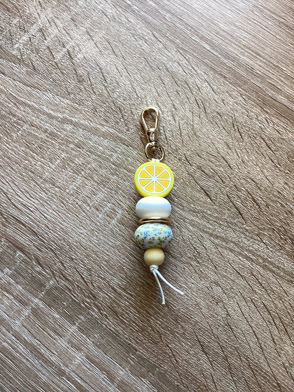 Keyring - Lemon Slice with Floral Bead