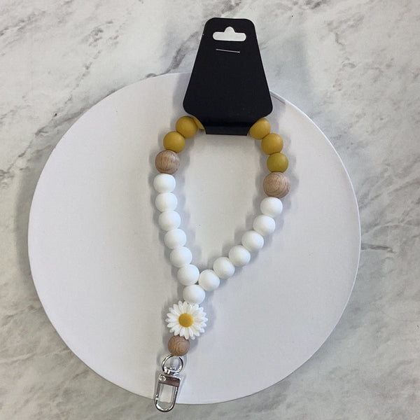 Wristlet - Mustard & White Beads