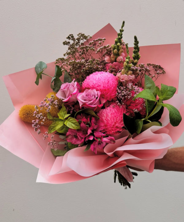 Fresh Flower Coloured Boquet - $75