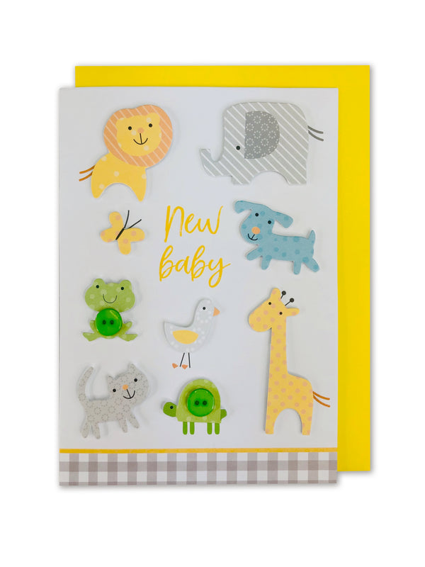 Embellished Card - New Baby - Animals