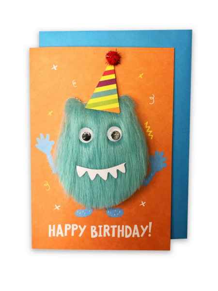 Embellished Card - 'Happy Birthday' Monster