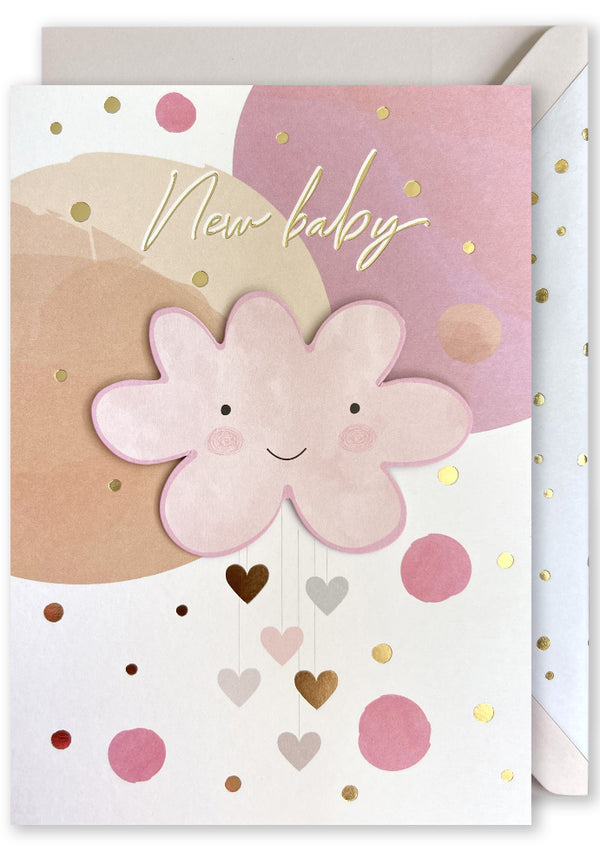 Embellished Card - New Baby - Pink