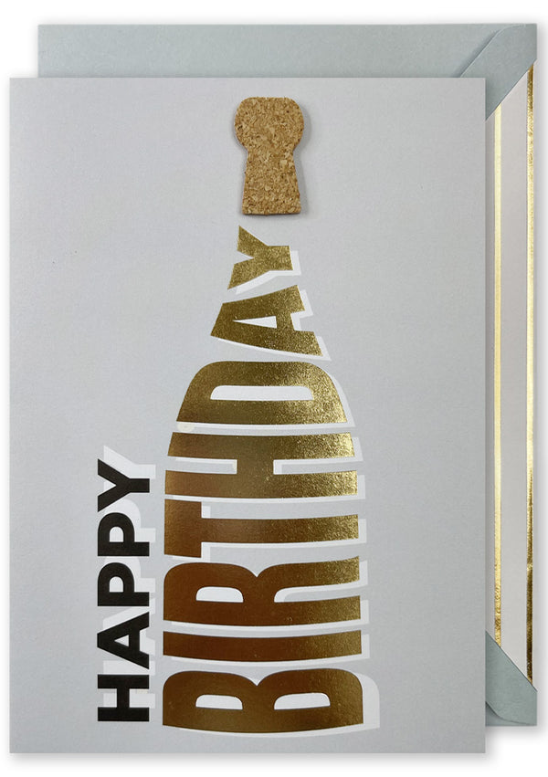 Embellished Card - Happy Birthday - Wine Bottle