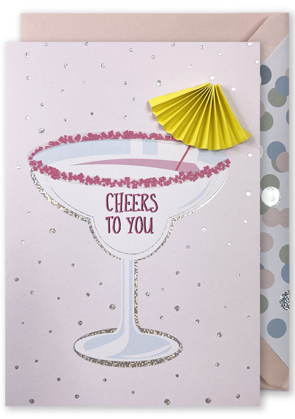 Embellished Card - Cheers To You - Cocktail Glass