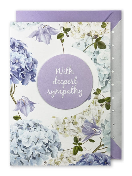 Embellished Card: “With deepest Sympathy” Hydrangeas