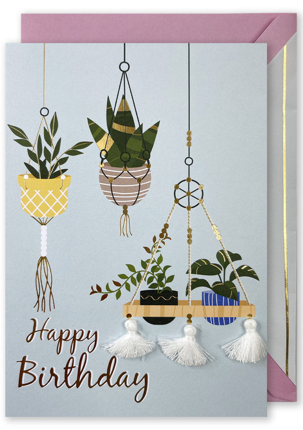 Embellished Card - Happy Birthday - Hanging Plants