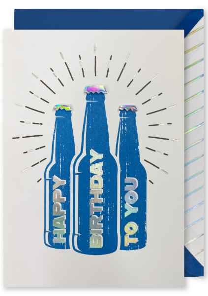 Embellished Card - 'HAPPY BIRTHDAY TO YOU' Beers