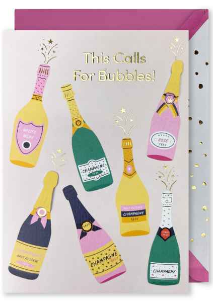 Embellished Card - 'This Calls For Bubbles!'