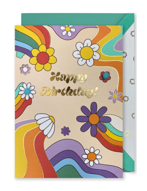 Embellished Card: “Happy Birthday!” Groovy