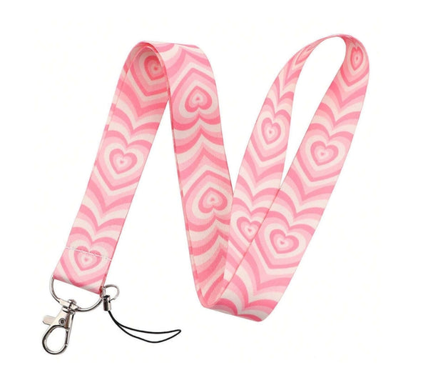 Pink Love Hearts Lanyard