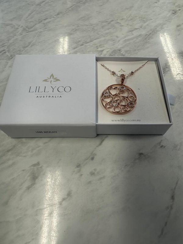 Fine Boxed Rose Gold Circle of Hearts Pendant Necklace**