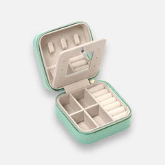 Aqua Square Mini Jewellery Box with Mirror