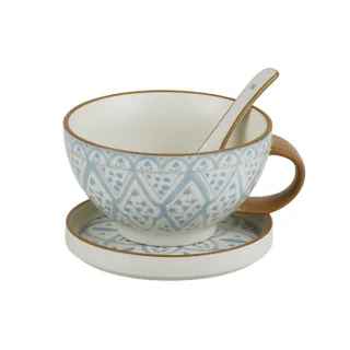 Aleah Blue Ceramic 3Pce Soup Set