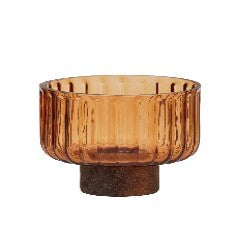 Mardin Glass & Wood Footed Bowl