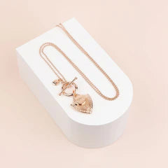 Rose Gold Shield with Toggle Clasp Necklace**