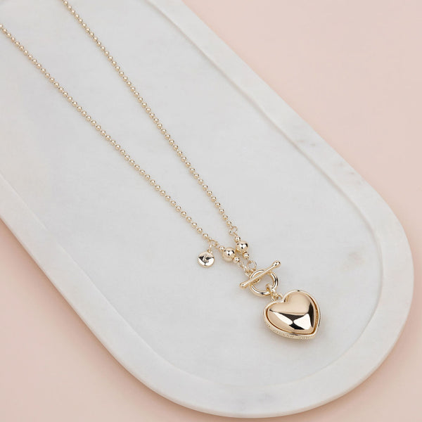 GOLD HEART & FOB NECKLACE