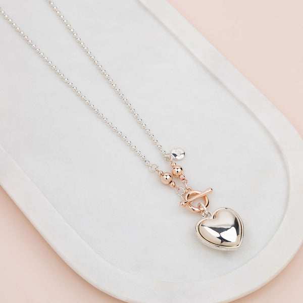 MIXED HEART & FOB NECKLACE**