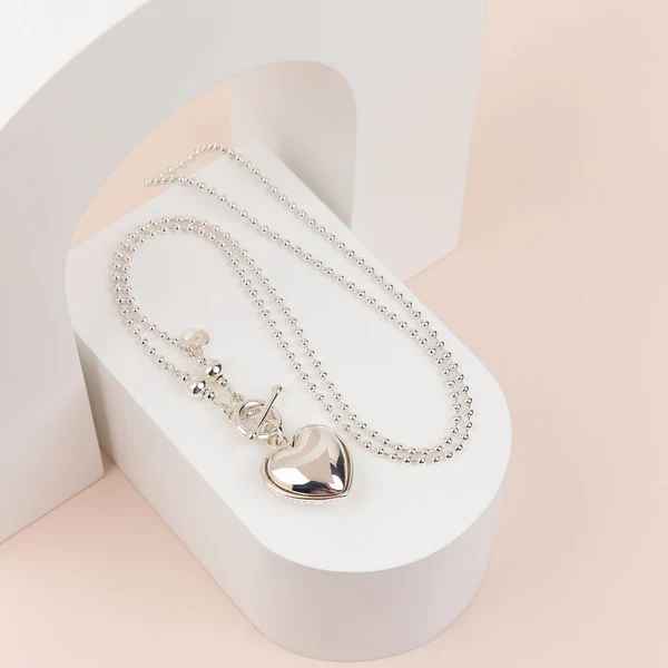 SILVER HEART & FOB NECKLACE**