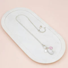 Silver Pink & Howlite Charm Necklace**