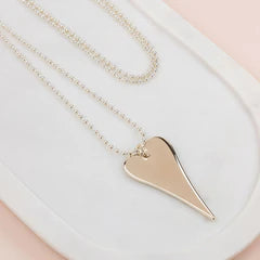 Long Gold Flat Heart Necklace**