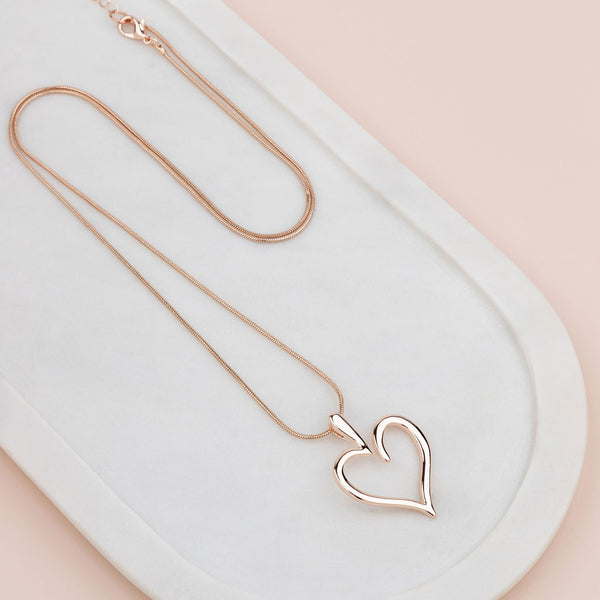 ROSE GOLD FAVORITE HEART LONG NECKLACE**