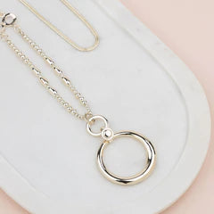 Gold Double Ring Necklace**