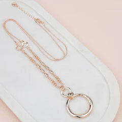 Rose Gold Double Ring Necklace**