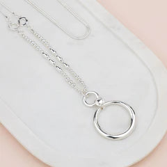 Silver Double Ring Necklace**