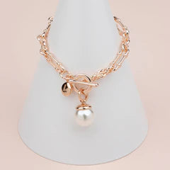 Rose Gold Single Pearl Bracelet**