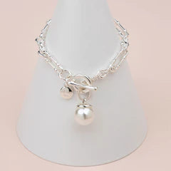 Silver Single Pearl Bracelet**