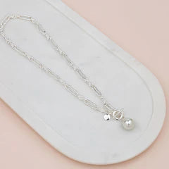 Short Silver Single Pearl Necklace**