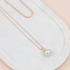 Rose Gold Single Drop Pearl Necklace