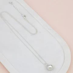 Silver Single Drop Pearl Necklace**