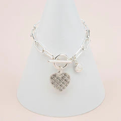 Silver Bling Heart Bracelet**