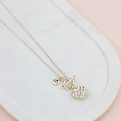 Gold Bling Short Heart Necklace**