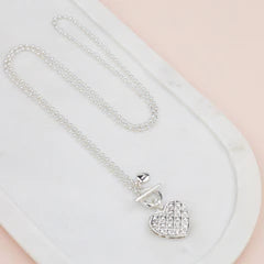 Silver Bling Heart Necklace**