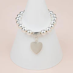 Silver Solid Heart Bracelet**