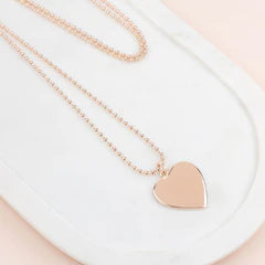 Rose Gold Solid Heart Necklace**