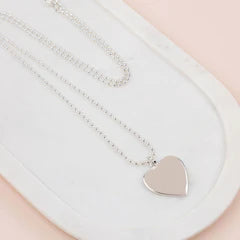 Silver Solid Heart Necklace**