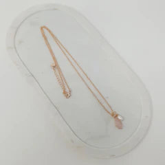 Rose Gold Pink Stone + Pearl Necklace**