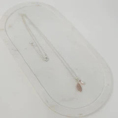 Silver Pink Stone + Pearl Necklace**