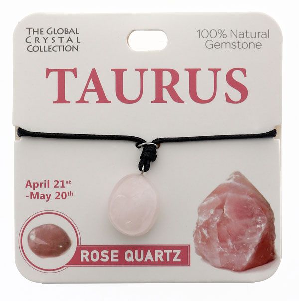 Rose Quartz - Natural Gemstone Necklace - 'Taurus'