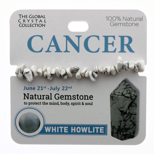 White Howlite Natural Gem Bracelet - 'Cancer'