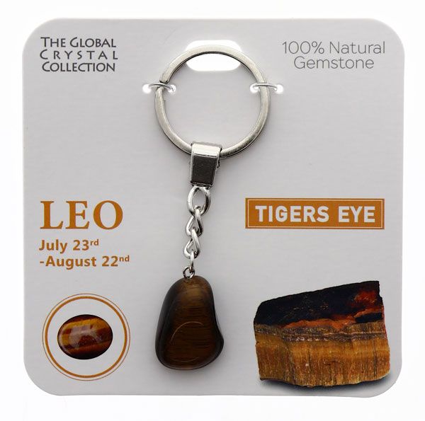 Tigers Eye Natural Gem Keyring - 'Leo'